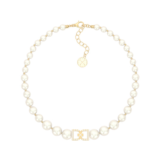 DD Parel Choker met Diamanten - Goud