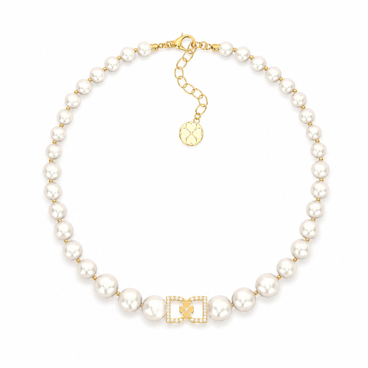 DD Pearl Choker Diamonds - Guld