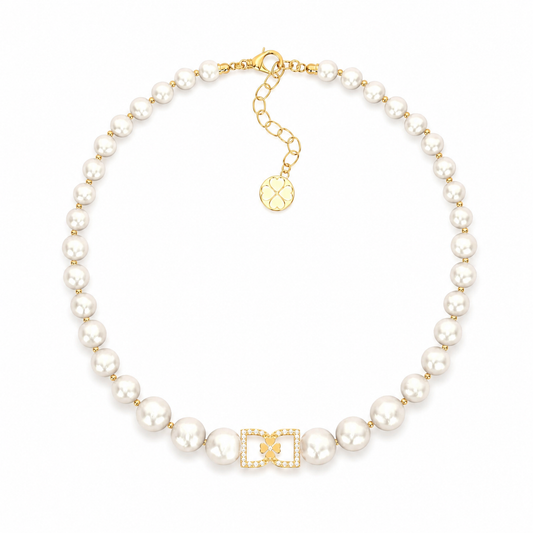 DD Pearl Choker Diamonds - Guld