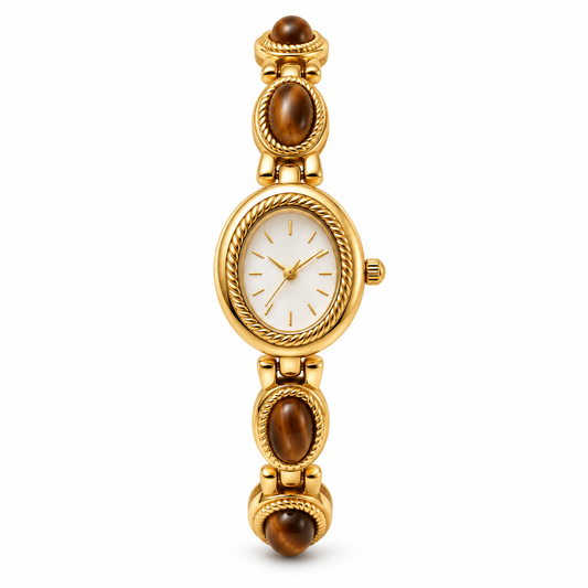 Amalfi Klocka - Guld / Brun / Vit
