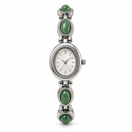 Amalfi Klocka - Silver / Grön / Vit