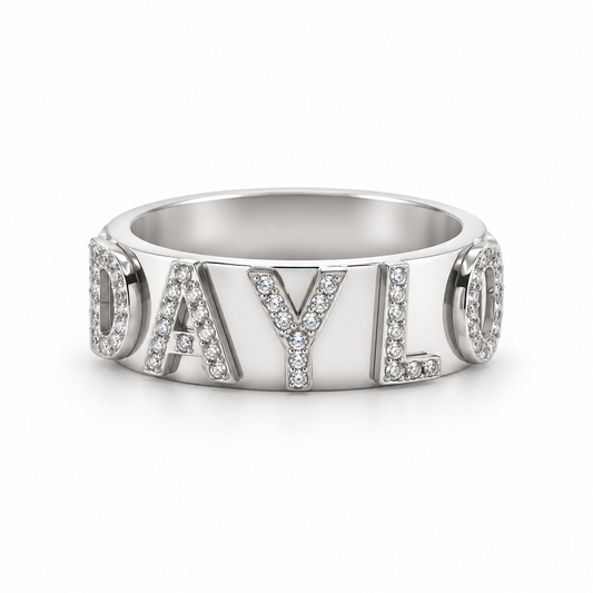 Signatur diamantring - silver