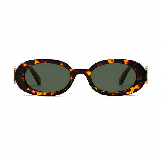 DD Solglasögon Oval - Leopard Grön