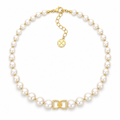 DD Pearl Choker Diamonds - Guld