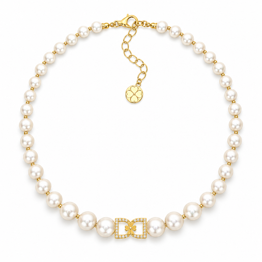 DD Pearl Choker Diamonds - Guld