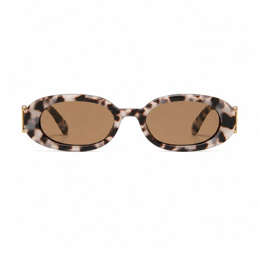 DD Solglasögon Oval - Vit Leopard