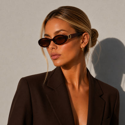 DD Sonnenbrille Oval - Dunkel Braun
